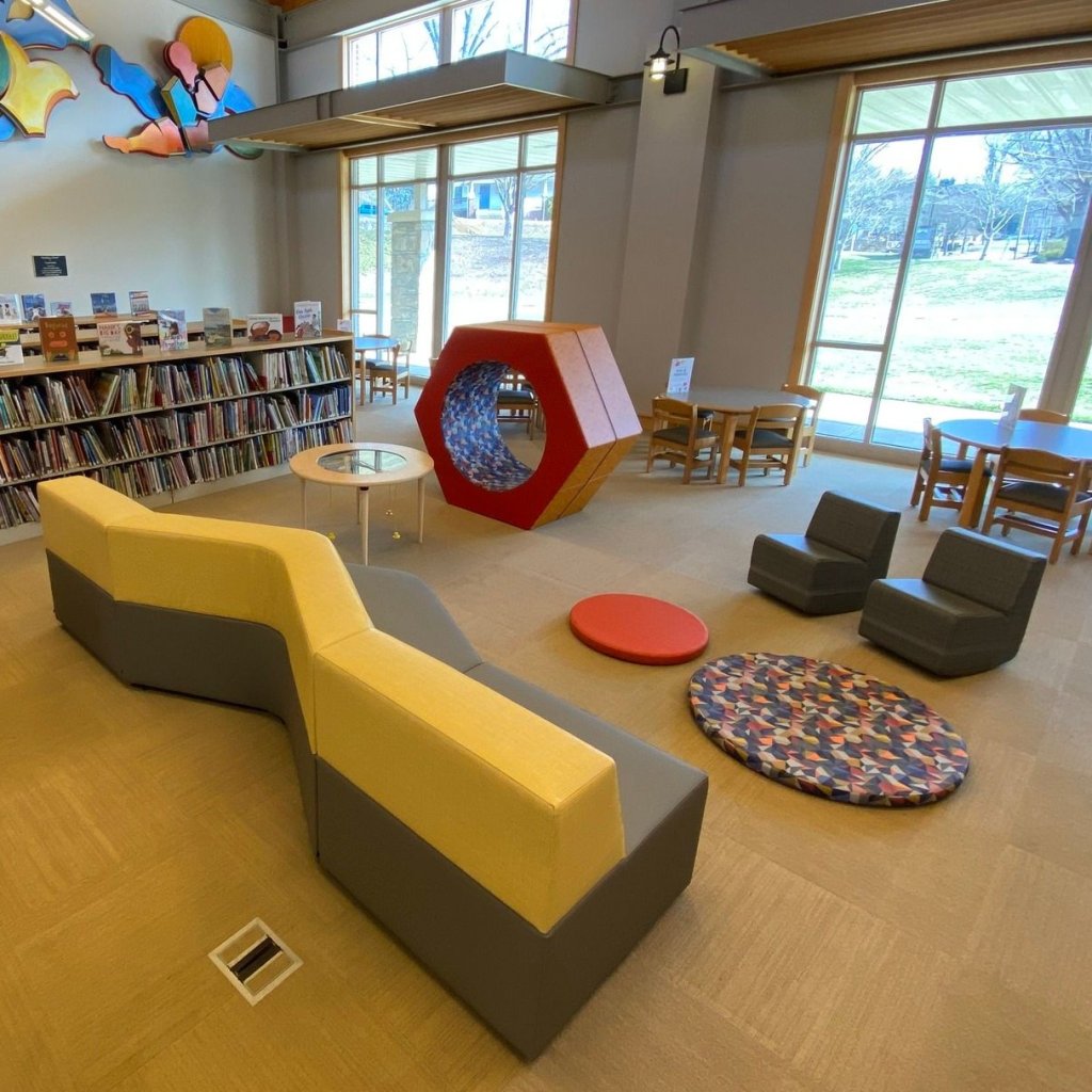 The kids section of the Transylvania County Library, where many free events are offered for children year-round, particularly in the summer