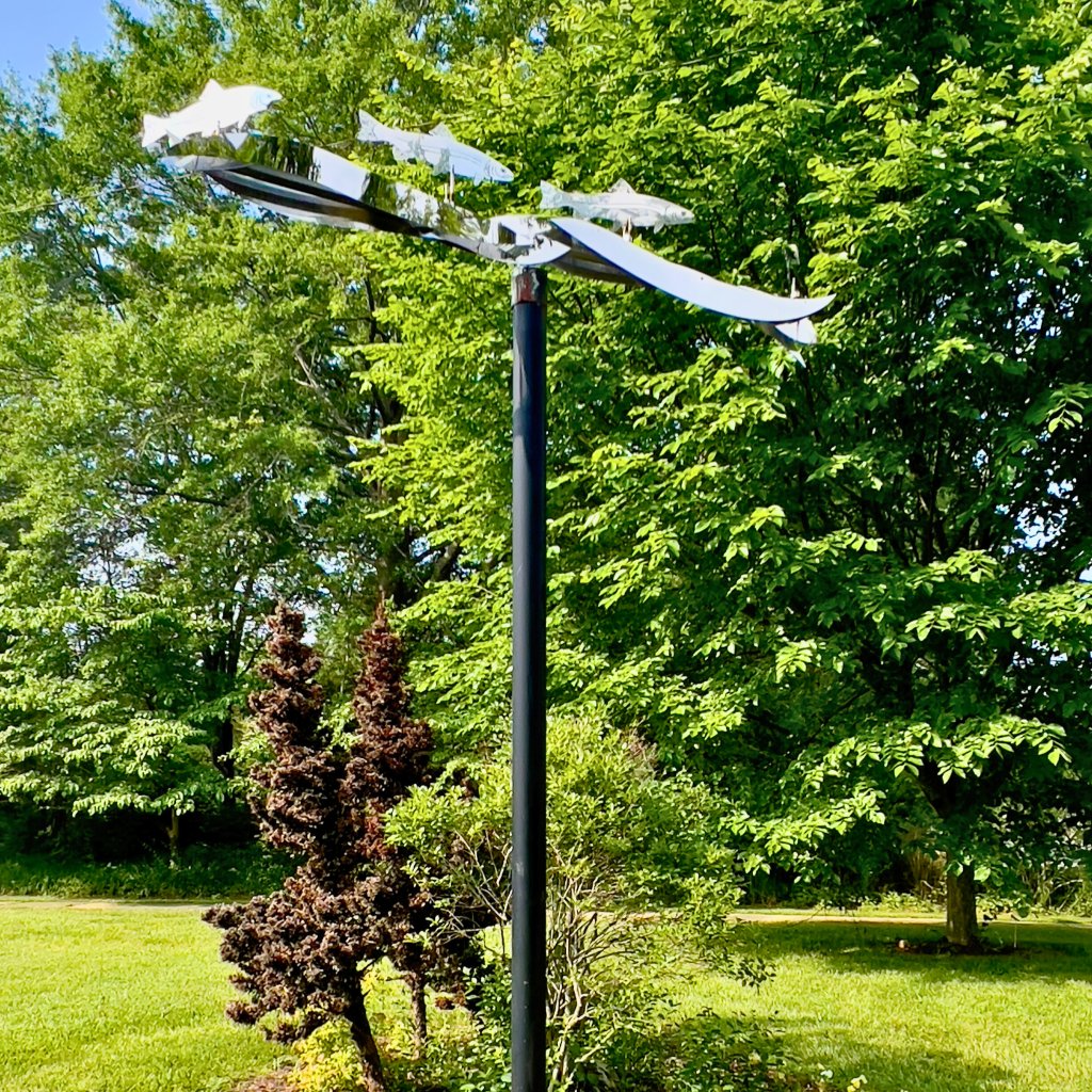 Trout sculpture on Broad Street on the Brevard Sculpture Walk