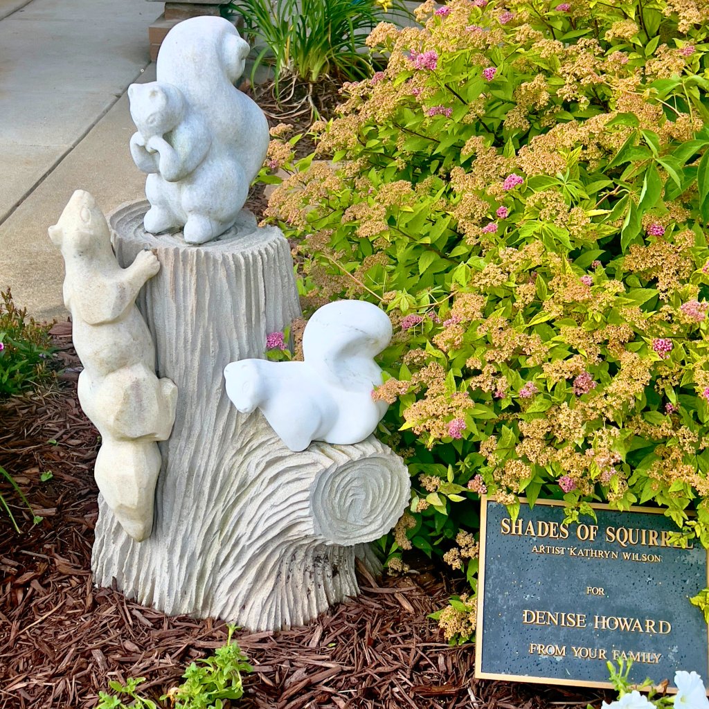 White Squirrels sculpture at Brevard City Hall on the Brevard Sculpture Walk