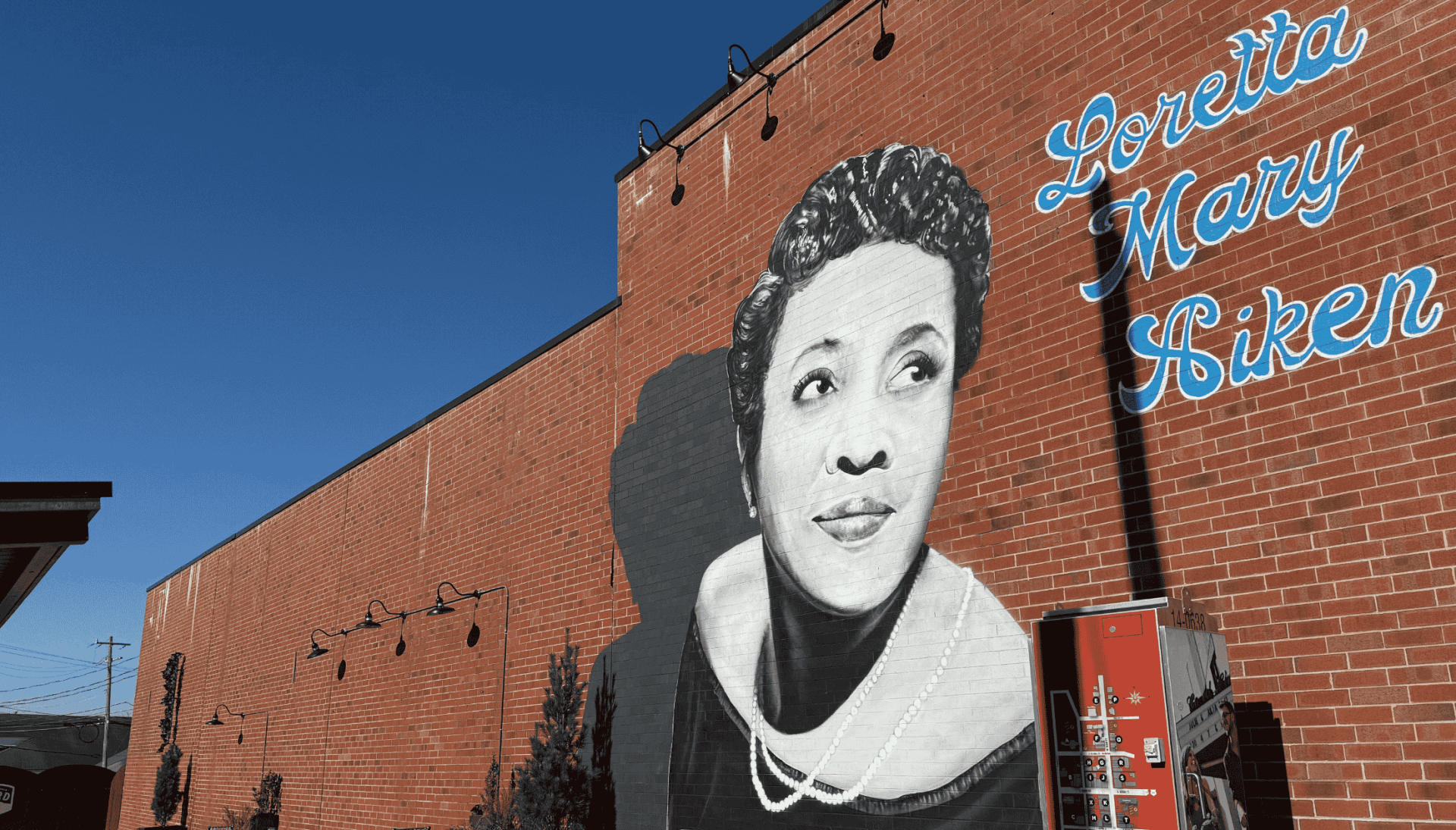 Mural of Loretta Mary Aiken, better known as Moms Mabley in Downtown Brevard's Clemson Plaza.